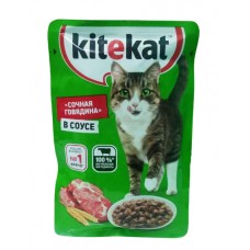 Kitekat - Влажный корм для кошек (Сочная говядина в соусе)