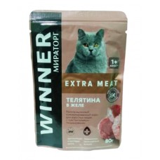 Мираторг Winner Extra Meat - Влажный корм для кошек с чувствительным пищеварением (Телятина в желе)