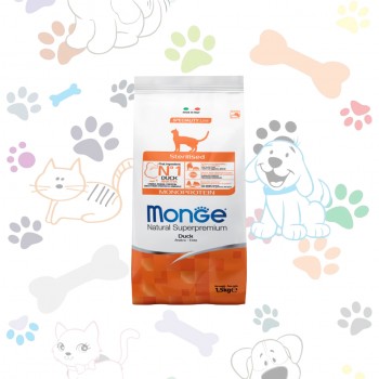 Monge Natural Superpremium Monoprotein Sterilised - Сухой корм для кастрированных и стерилизованных кошек (Утка)