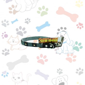 Зооник - Кожаный  светоотражающий ошейник с подкладкой для собак (Светло-коричневый, серый)
